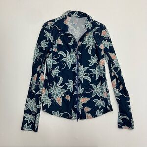 Carve Designs Floral Rash Guard Sun Protection Shirt Full Zip Womens Size XS